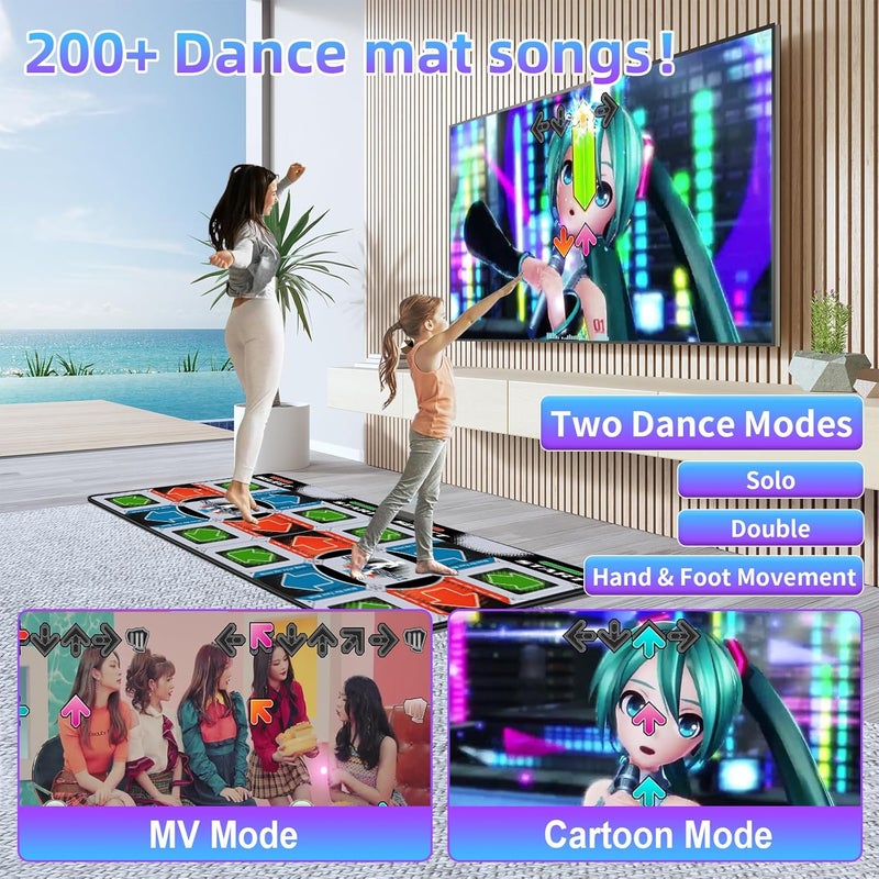 Damcoola TV Dance Mat Games - Wireless Music Electronic Dance Mat Fun Dance Fitness Games for Kids, Christmas and Boys and Girls Birthday Gift Ideas, Silver Gray - Image 2